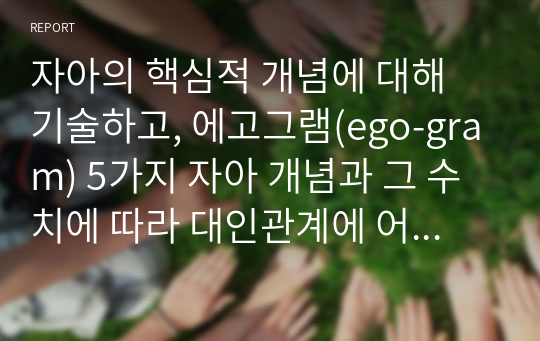 자아의 핵심적 개념에 대해 기술하고, 에고그램(ego-gram) 5가지 자아 개념과 그 수치에 따라 대인관계에 어떤 영향이 있는지를 설명하시오.