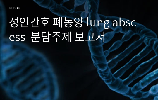 성인간호 폐농양 lung abscess  분담주제 보고서