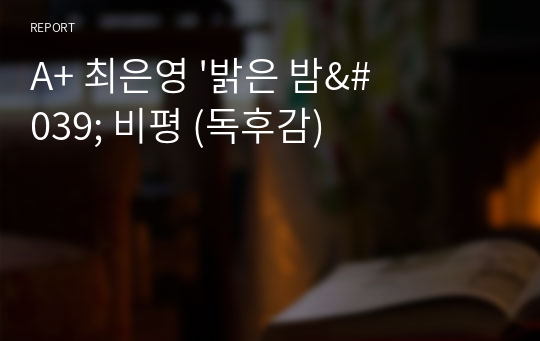 A+ 최은영 &#039;밝은 밤&#039; 비평 (독후감)