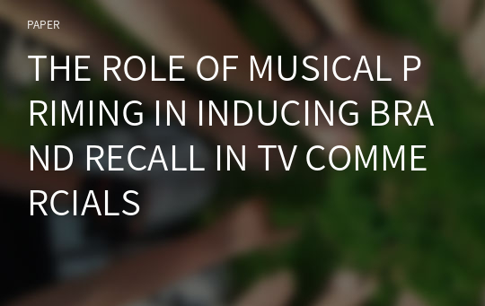 THE ROLE OF MUSICAL PRIMING IN INDUCING BRAND RECALL IN TV COMMERCIALS