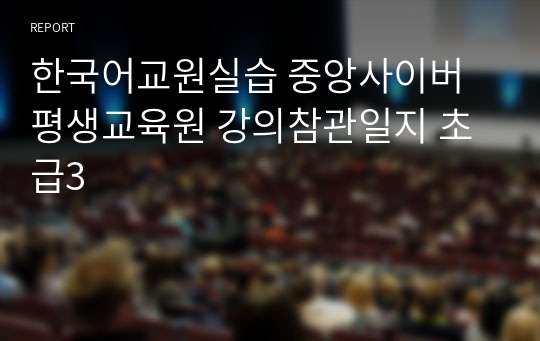 한국어교원실습 중앙사이버평생교육원 강의참관일지 초급3