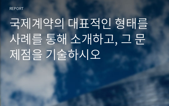 국제계약의 대표적인 형태를 사례를 통해 소개하고, 그 문제점을 기술하시오