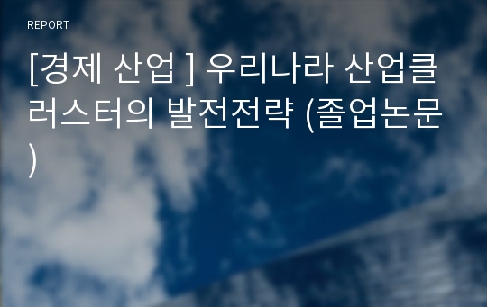 [경제 산업 ] 우리나라 산업클러스터의 발전전략 (졸업논문)