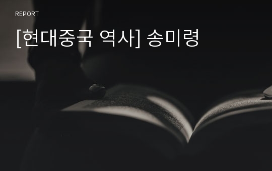 [현대중국 역사] 송미령
