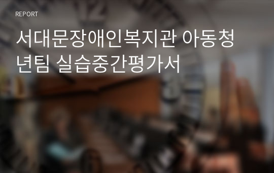 서대문장애인복지관 아동청년팀 실습중간평가서