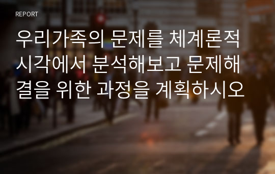 우리가족의 문제를 체계론적 시각에서 분석해보고 문제해결을 위한 과정을 계획하시오