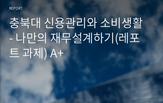 충북대 신용관리와 소비생활 - 나만의 재무설계하기(레포트 과제) A+