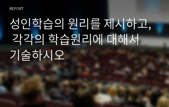 성인학습의 원리를 제시하고, 각각의 학습원리에 대해서 기술하시오