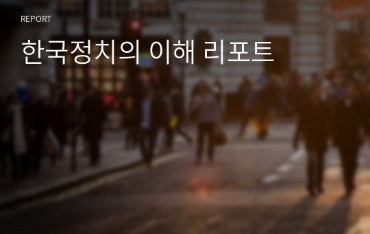 한국정치의 이해 리포트