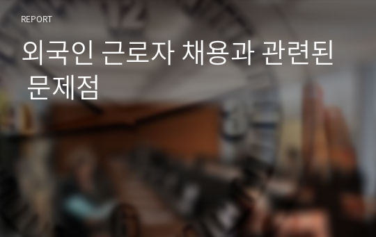 외국인 근로자 채용과 관련된 문제점