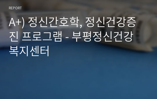 A+) 정신간호학 - 정신건강증진 프로그램, 부평정신건강복지센터