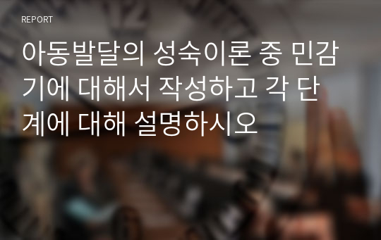 아동발달의 성숙이론 중 민감기에 대해서 작성하고 각 단계에 대해 설명하시오