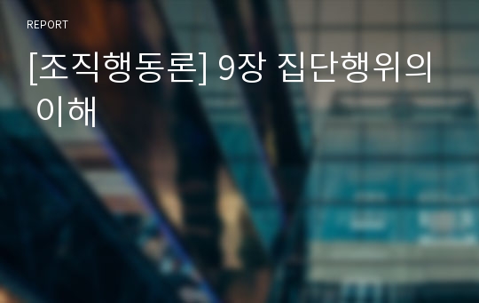 [조직행동론] 9장 집단행위의 이해