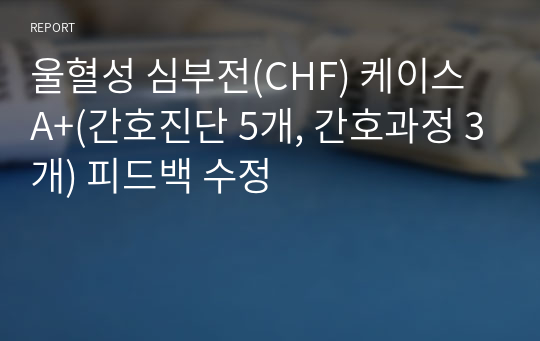 울혈성 심부전(CHF) 케이스 A+(간호진단 5개, 간호과정 3개) 피드백 수정