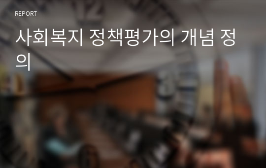 사회복지 정책평가의 개념 정의