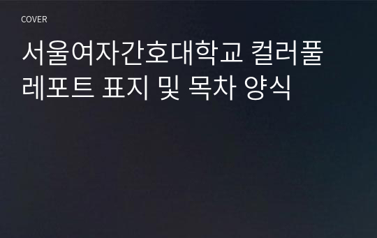 서울여자간호대학교 컬러풀 레포트 표지 및 목차 양식