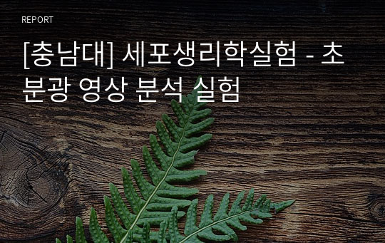 [충남대] 세포생리학실험 - 초분광 영상 분석 실험