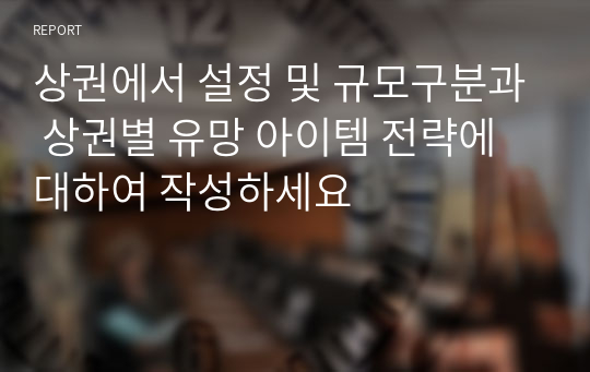 상권에서 설정 및 규모구분과 상권별 유망 아이템 전략에 대하여 작성하세요