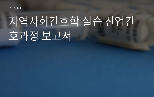 지역사회간호학 실습 산업간호과정 보고서