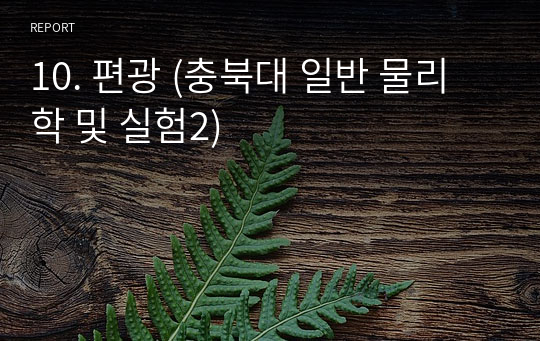 10. 편광 (충북대 일반 물리학 및 실험2)