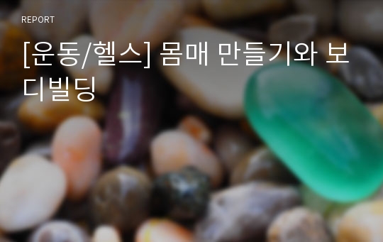 [운동/헬스] 몸매 만들기와 보디빌딩