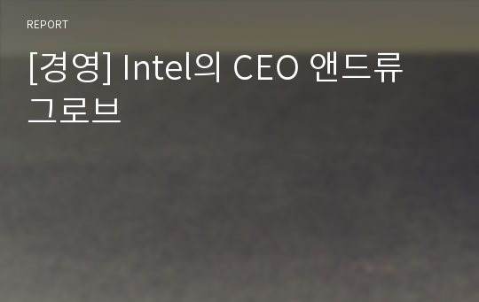 [경영] Intel의 CEO 앤드류 그로브