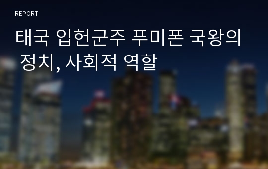 태국 입헌군주 푸미폰 국왕의 정치, 사회적 역할