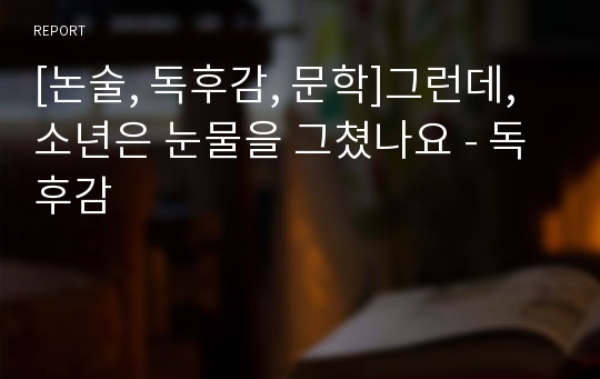 [논술, 독후감, 문학]그런데, 소년은 눈물을 그쳤나요 - 독후감