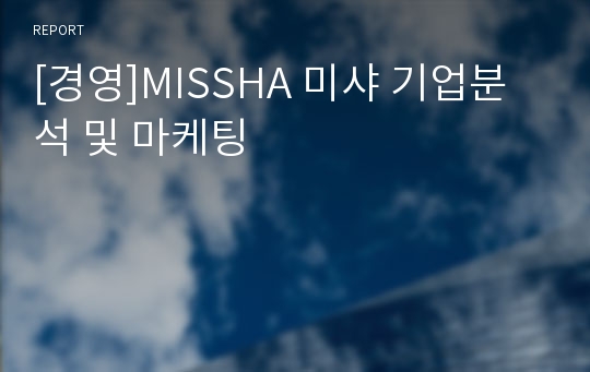 [경영]MISSHA 미샤 기업분석 및 마케팅