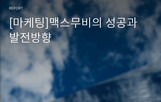 [마케팅]맥스무비의 성공과 발전방향