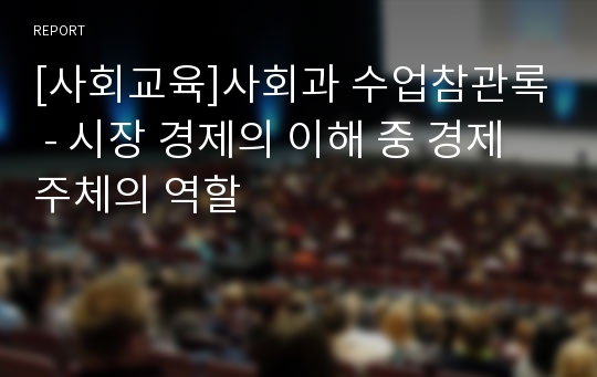 [사회교육]사회과 수업참관록 - 시장 경제의 이해 중 경제 주체의 역할