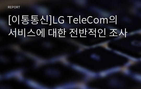 [이통통신]LG TeleCom의 서비스에 대한 전반적인 조사