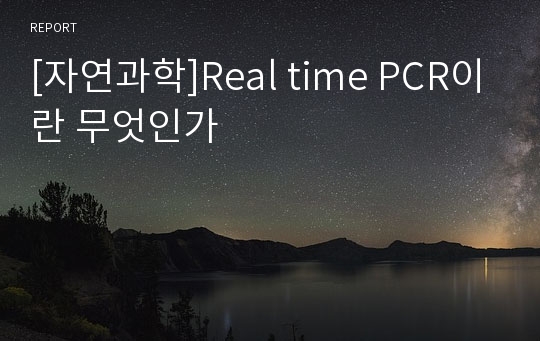 [자연과학]Real time PCR이란 무엇인가