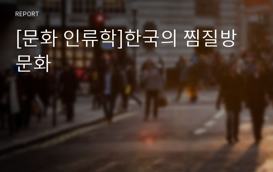 [문화 인류학]한국의 찜질방 문화