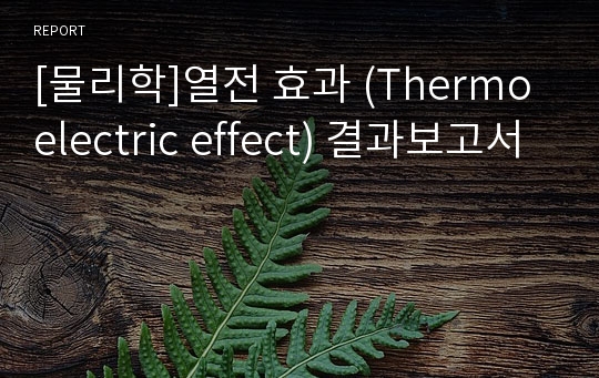 [물리학]열전 효과 (Thermoelectric effect) 결과보고서