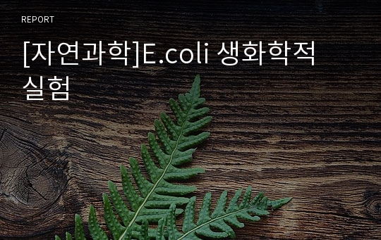 [자연과학]E.coli 생화학적 실험