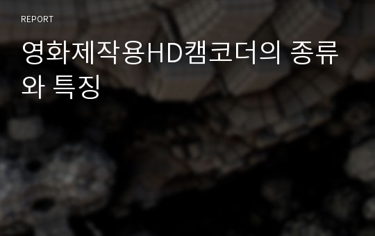 영화제작용HD캠코더의 종류와 특징