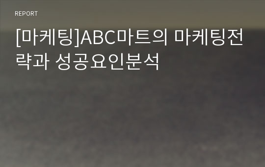 [마케팅]ABC마트의 마케팅전략과 성공요인분석