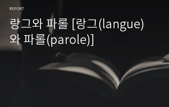 랑그와 파롤 [랑그(langue)와 파롤(parole)]