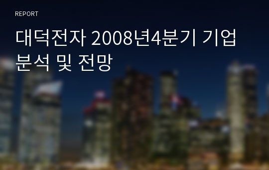 대덕전자 2008년4분기 기업분석 및 전망