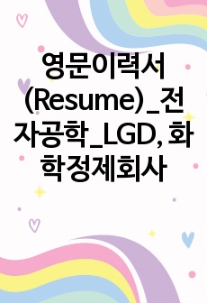 영문이력서(Resume)_전자공학_LGD, 화학정제회사