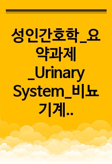 성인간호학_요약과제_Urinary System_비뇨기계_병태생리_구조 및 기능