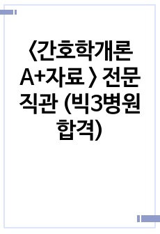 <간호학개론 A+자료 > 전문직관 (빅3병원 합격)