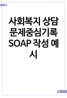 사회복지 상담 문제중심기록 SOAP 작성 예시