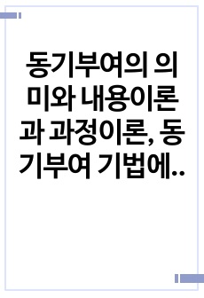 동기부여의 의미와 내용이론과 과정이론, 동기부여 기법에 대하여 기술하시오